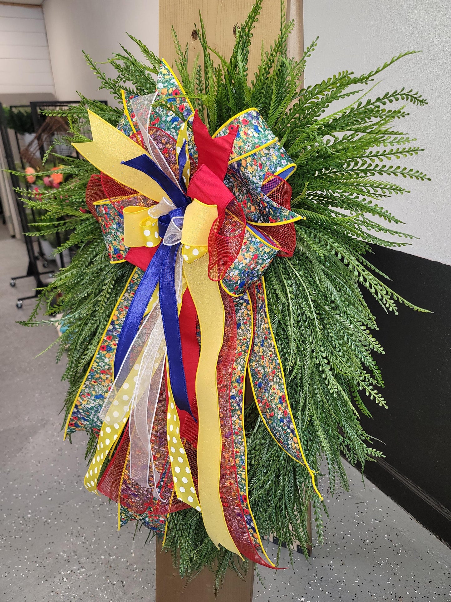 Statement Beaded Grass Wreath with Custom Bow