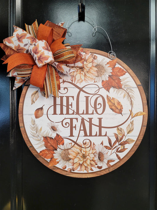 Earthy Tones Hello Fall Door Hanger: Rustic Farmhouse Autumn Decor