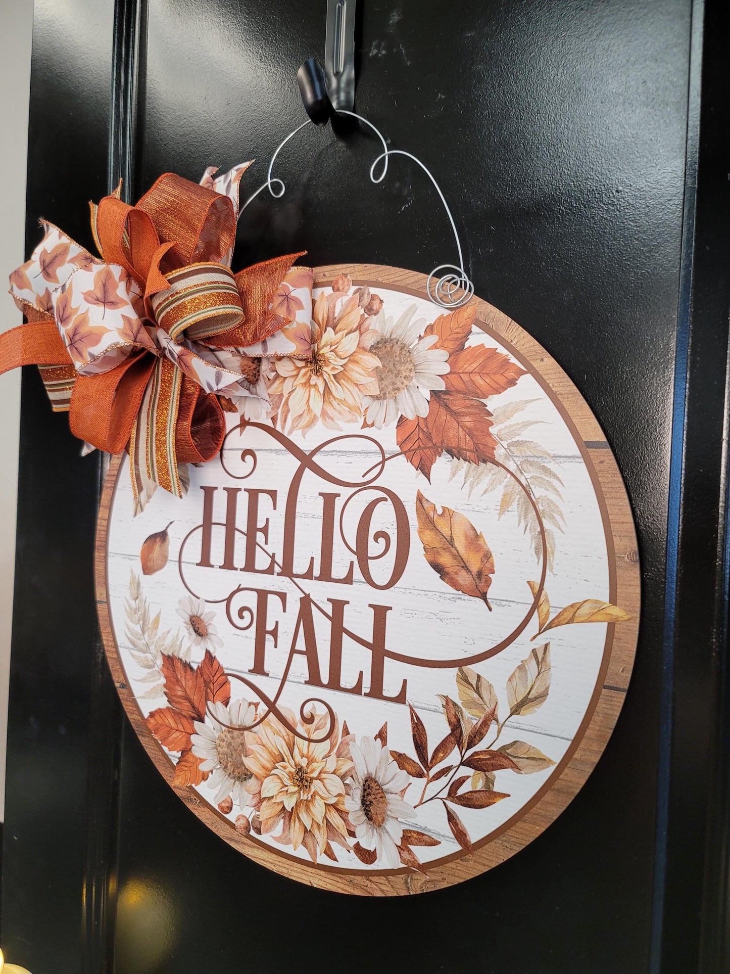 Earthy Tones Hello Fall Door Hanger: Rustic Farmhouse Autumn Decor