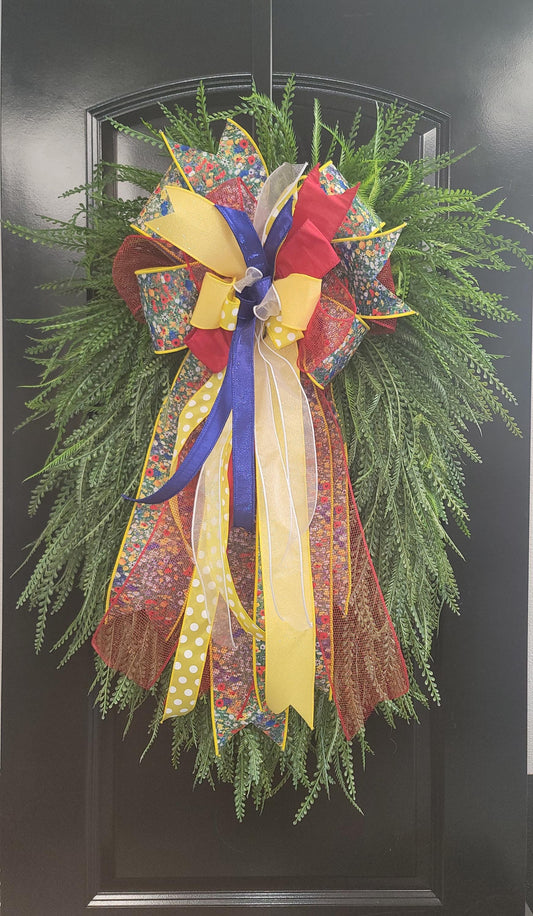 Statement Beaded Grass Wreath with Custom Bow