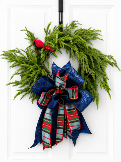 Minimal Cardinal Christmas and Winter Wreath with Luxury Custom Bow