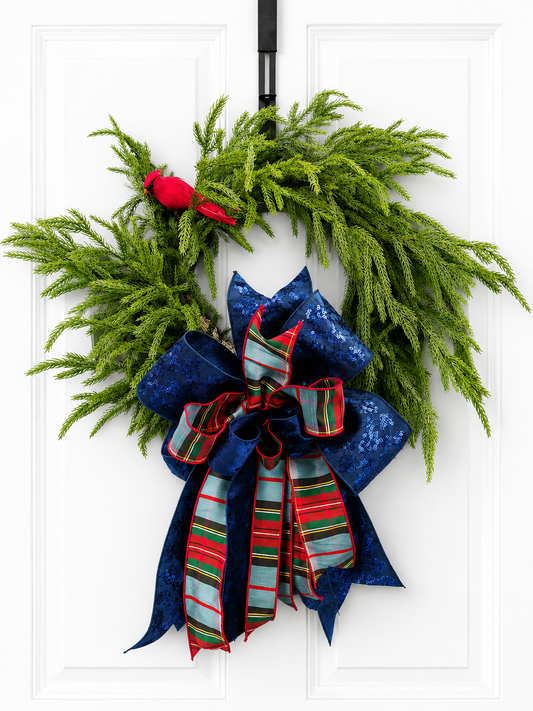 Minimal Cardinal Christmas and Winter Wreath with Luxury Custom Bow