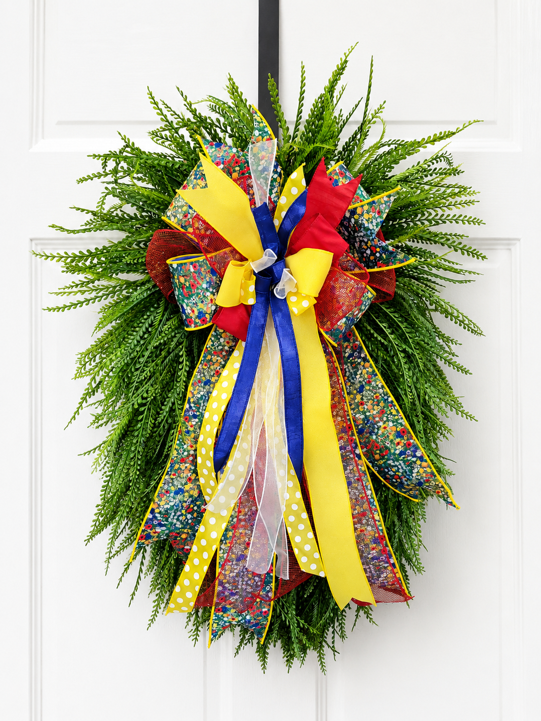 Statement Beaded Grass Wreath with Custom Bow