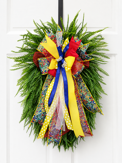 Statement Beaded Grass Wreath with Custom Bow