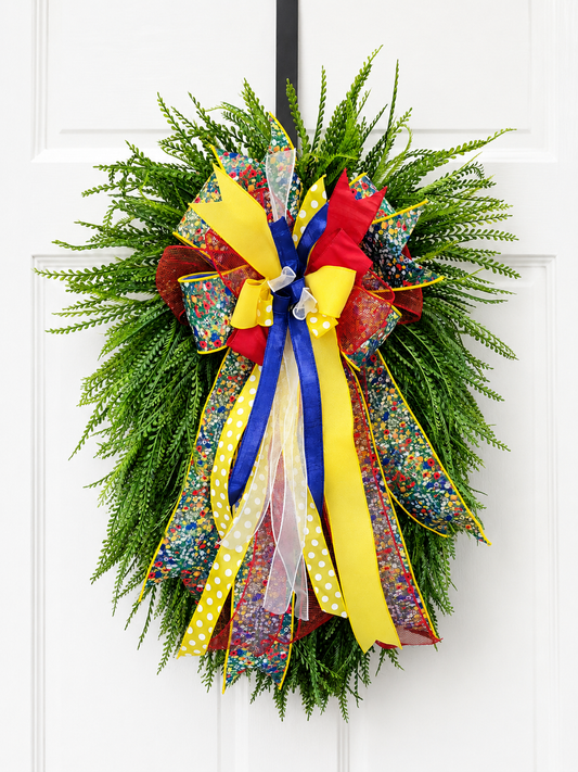 Statement Beaded Grass Wreath with Custom Bow