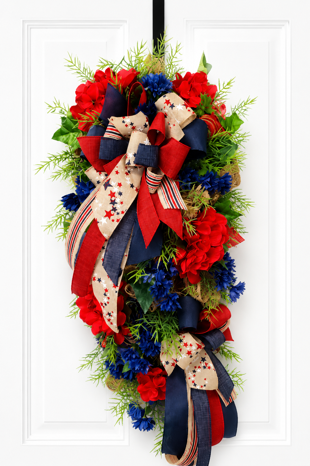 Patriotic Swag on Burlap Teardrop Base