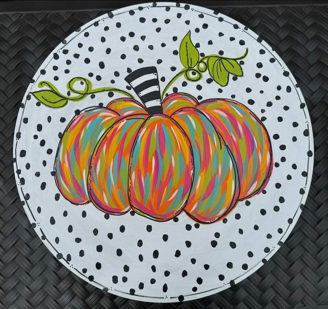 Polka Dot Pumpkin Door hanger with bow