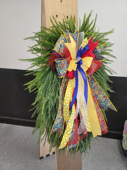 Statement Beaded Grass Wreath with Custom Bow