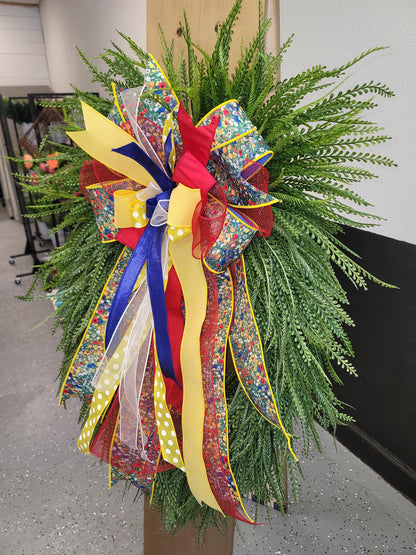Statement Beaded Grass Wreath with Custom Bow