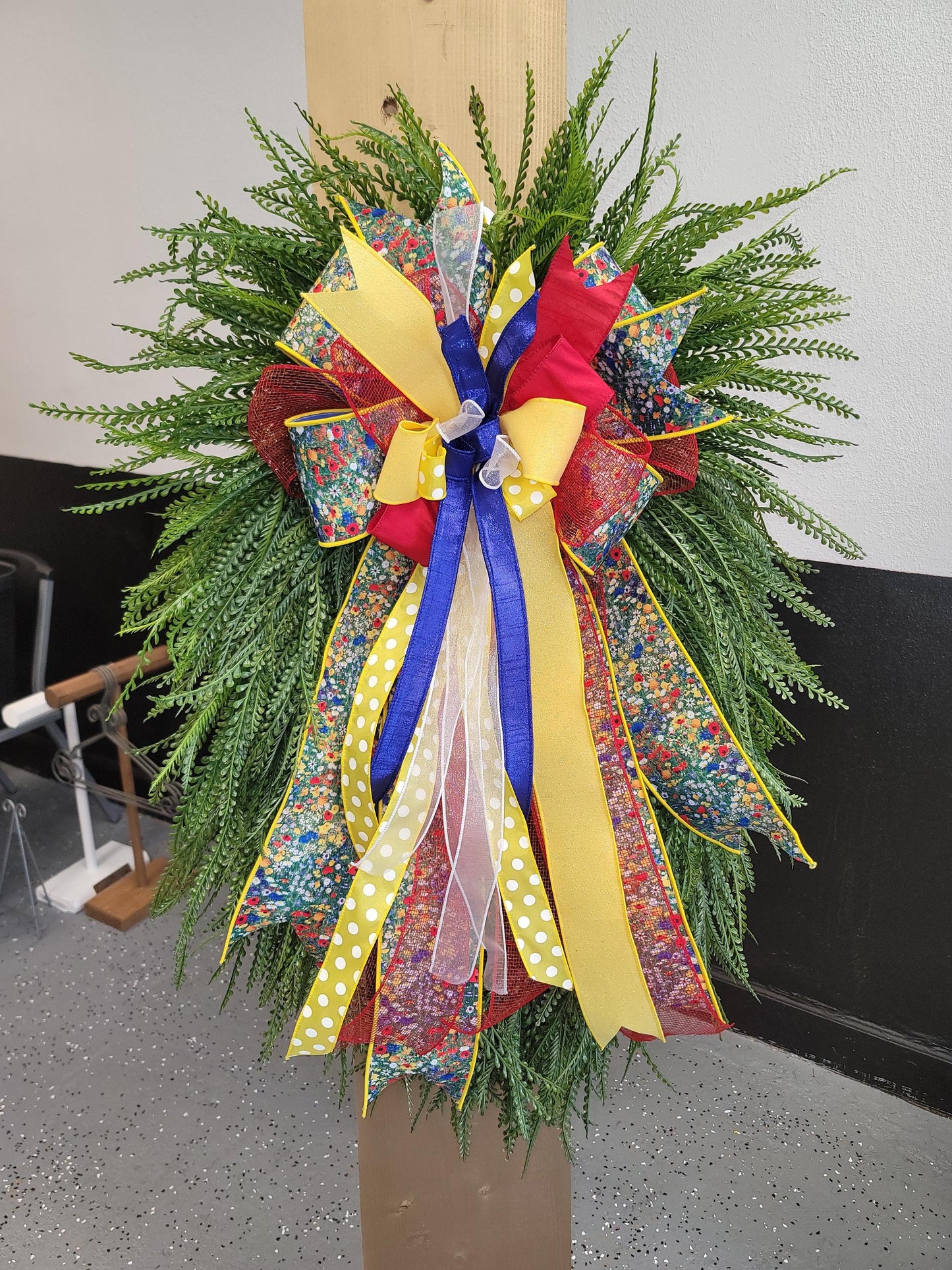 Statement Beaded Grass Wreath with Custom Bow