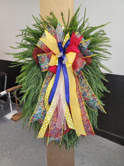 Statement Beaded Grass Wreath with Custom Bow