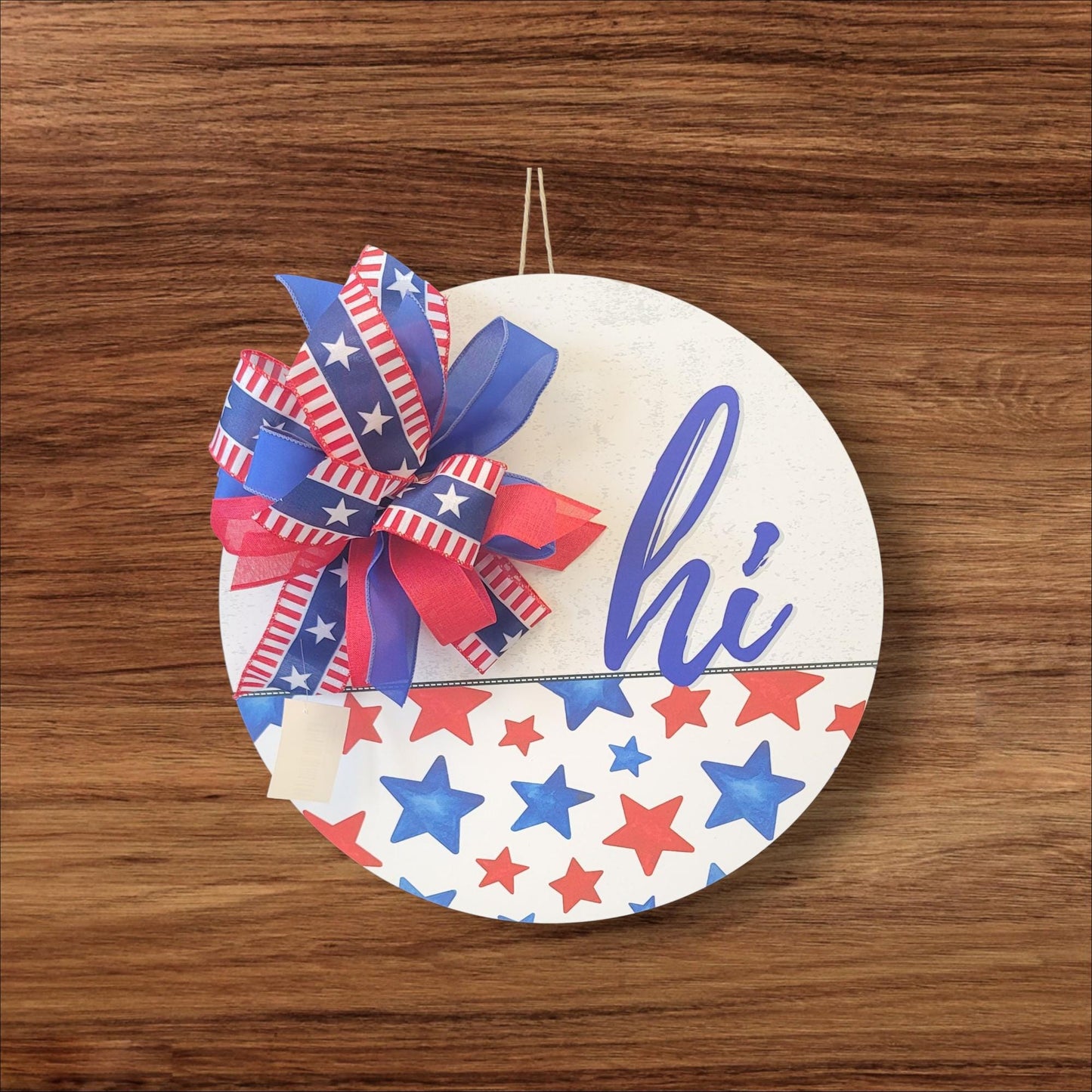 Vibrant Starburst Patriotic Hand painted Door Hanger