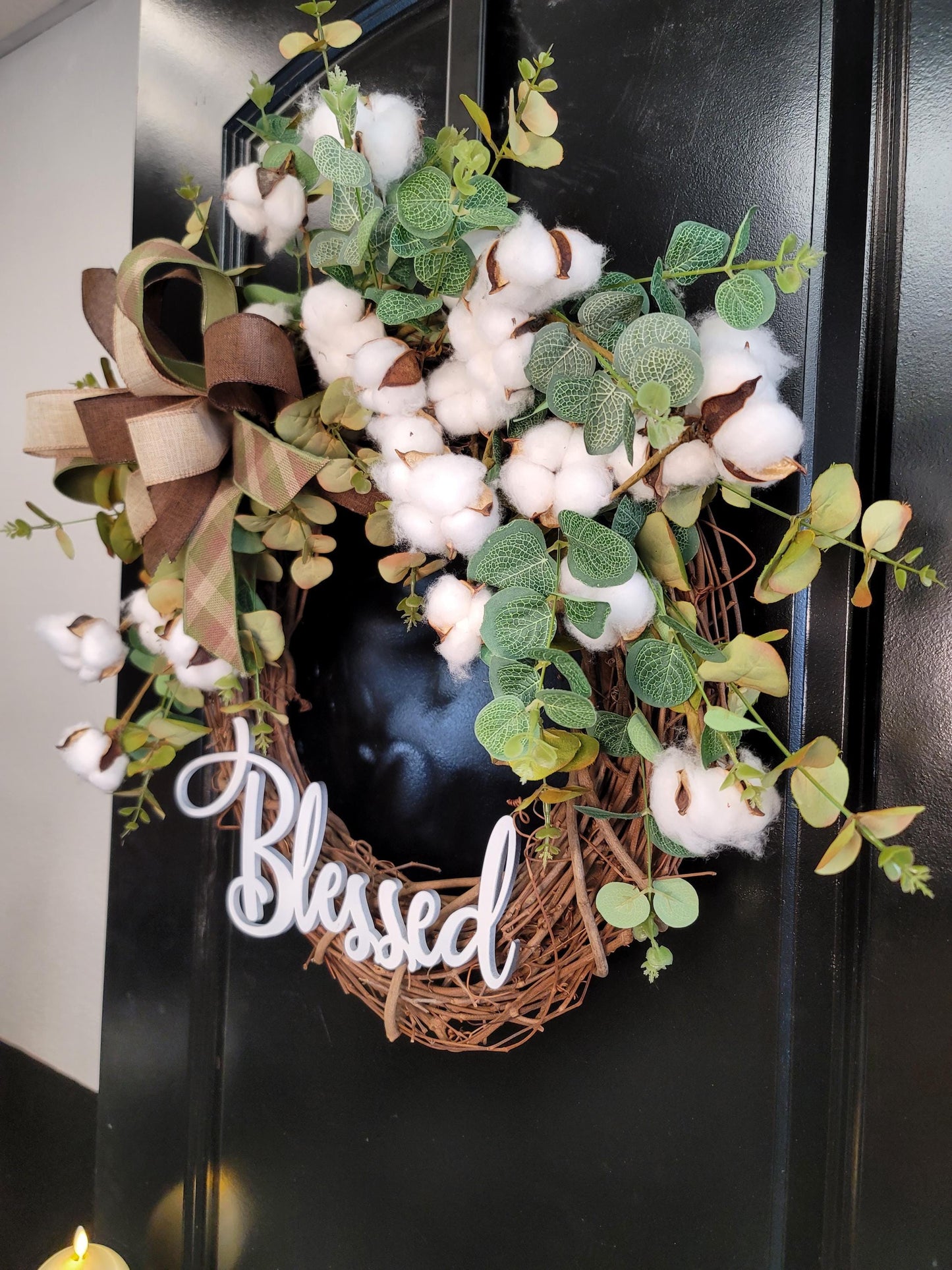 Rustic Farmhouse Cotton Wreath