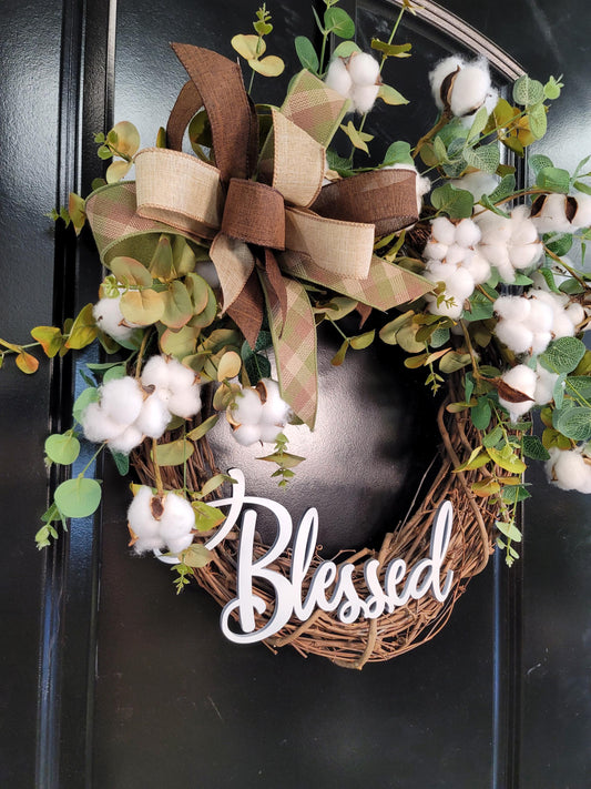 Rustic Farmhouse Cotton Wreath