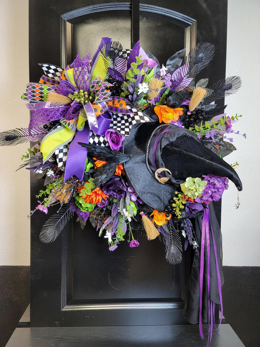 Enchanting Witch Hat Halloween Wreath