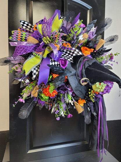Enchanting Witch Hat Halloween Wreath