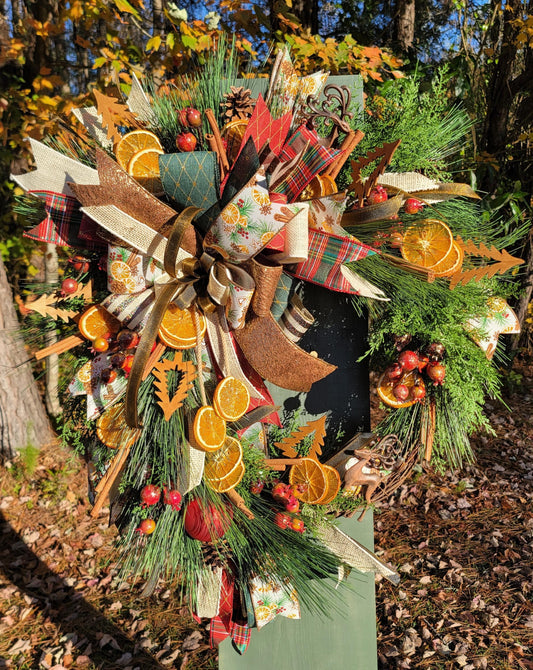 Rustic Christmas Wreath | Dried Oranges, Cinnamon, Grapevine