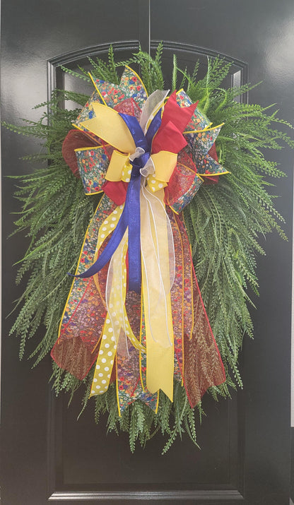Statement Beaded Grass Wreath with Custom Bow