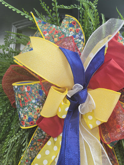 Statement Beaded Grass Wreath with Custom Bow