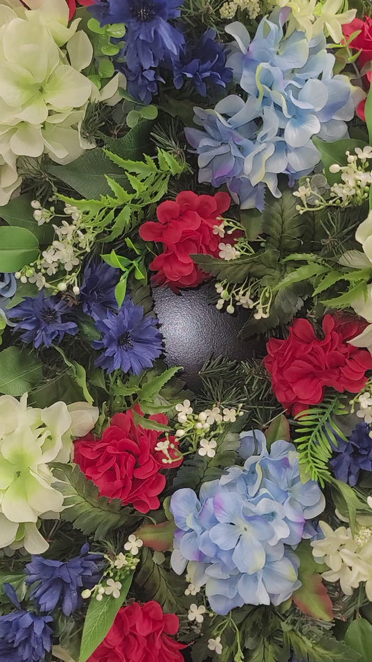 Patriotic Style All Floral Round Wreath