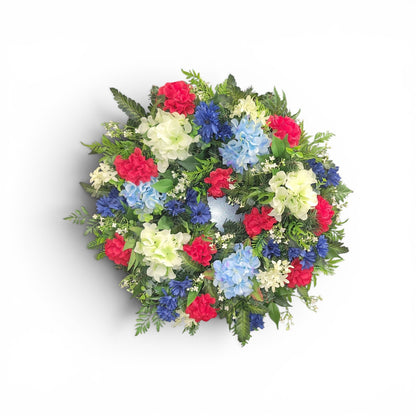 Patriotic Style All Floral Round Wreath