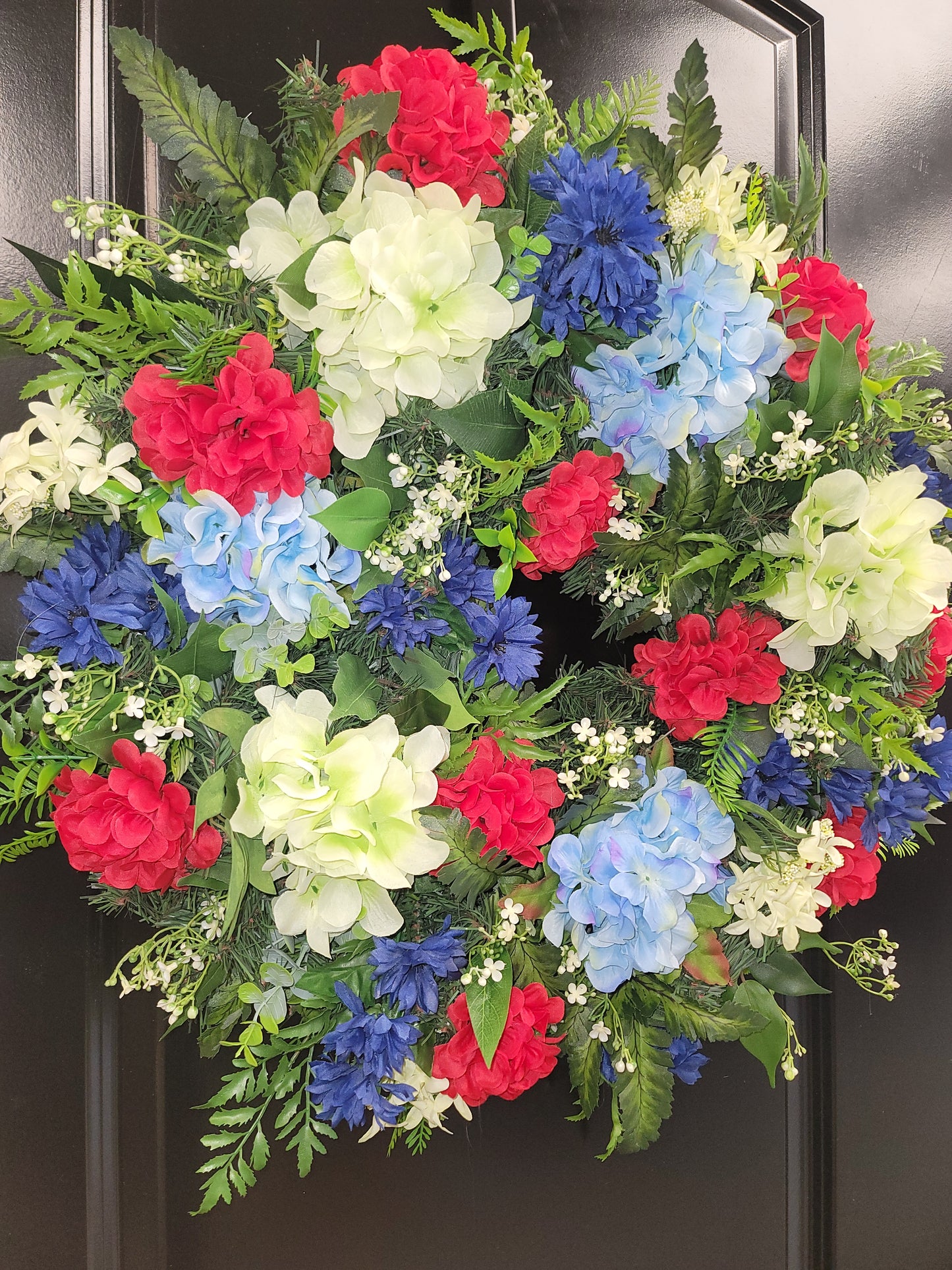 Patriotic Style All Floral Round Wreath